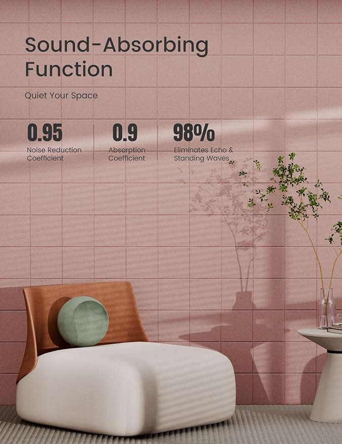 Bumusty Large Cork Board Alternative-47 x35 Felt Bulletin Board Tiles, with 30 Pushpins, 70 Adhesive Tabs, 12-Pack Slat Wall Paneling, Cork Boards for Office Push Pin Board Felt Board-Pink