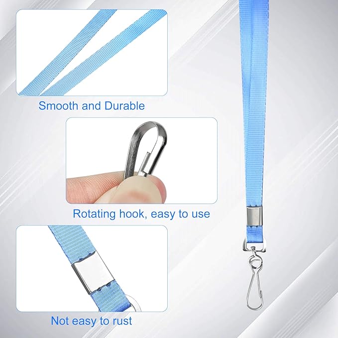 Bulk Lanyards Lanyards for ID Badges,Lanyards with Swivel Hook Clips for Name Tag Lanyard ID Holder (Light Blue, 100 packs)