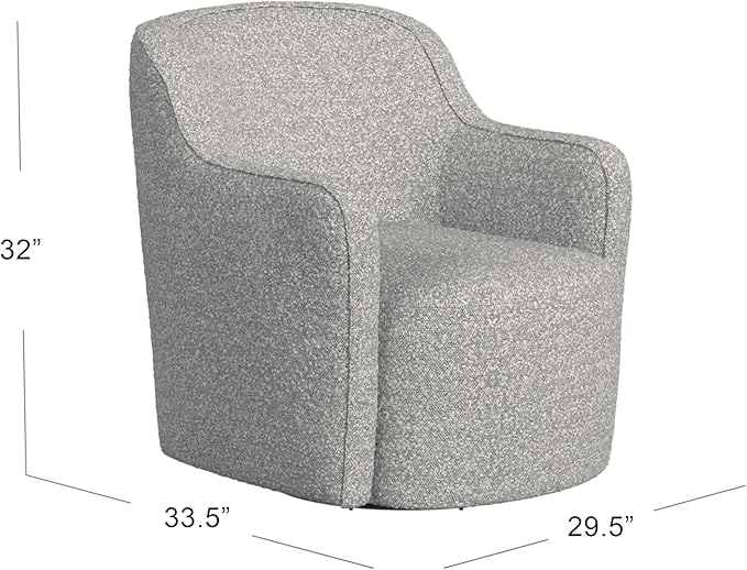 Upholstered 360° Barrel Back Swivel Chair | Accent Chairs for Living Room & Bedroom | Decorative Home Furniture, White Boucle with Gray Yarn