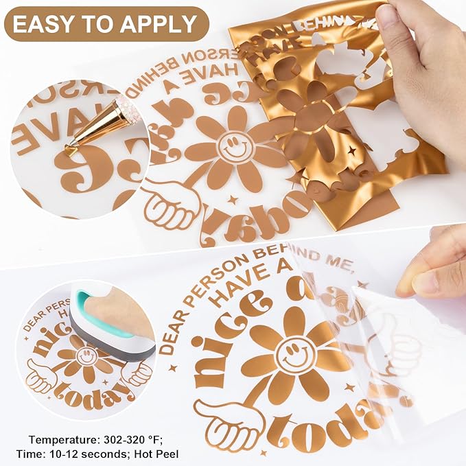 VINYL FROG Matte Metallic Heat Transfer Vinyl Roll HTV Vinyl - 12" x5ft Copper Metallic Satin Iron on Vinyl for T-Shirts, Heat Press Vinyl for DIY Craft Designs