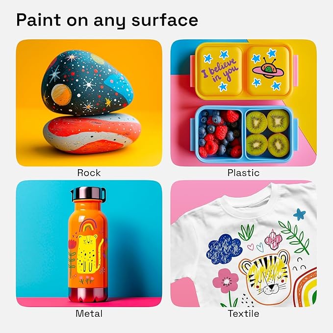 ARTISTRO 72 Dual Tip Fabric Markers - Acrylic Drawing Markers for All Ages & Levels - Fabric Paint Pens for Personalizing Clothes, T Shirts, Bags, Canvas, Textiles (Brush + Fine)