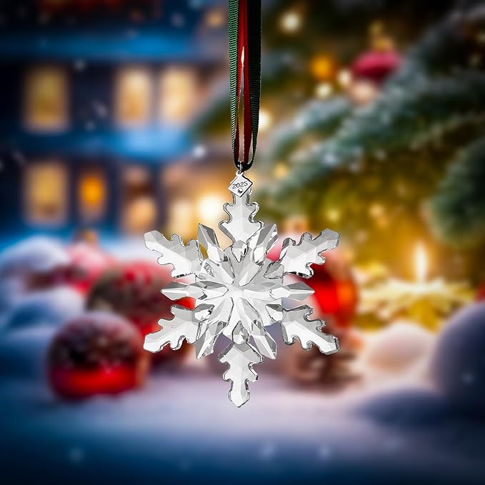 2025 Annual Edition Ornament,Christmas Ornaments,Christmas Tree Ornaments Crystal Sun Catcher Home Hanging Decor(2025-Clear)