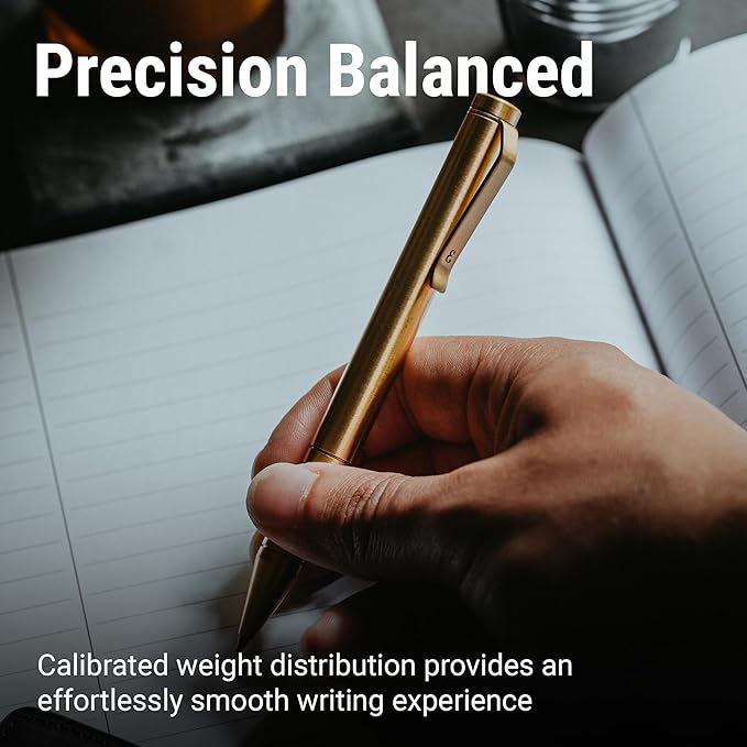 Everyman Brass Grafton Mini Twist EDC Pen with Refillable, Pocket-Size Metal Body, Luxury Mini EDC Ink Pen, Cartridge Compatible Design, Ideal Gift for Office, Business, Executive