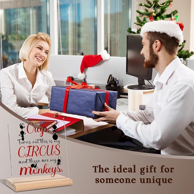 Funny Boss Day Gifts for Women Men, Crap This is My Circus Those are My Monkeys Acrylic Decorative Sign, Boss Appreciation Gifts for Manager, Dad, Mom, Grandparents