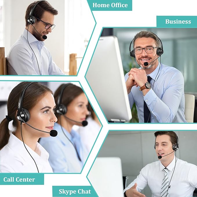 Callez 3.5mm Headset with Microphone Noise Cancelling for Cell Phone PC Laptop, Stereo Computer Headphones for iPhone Samsung Mac Call Center Office Skype, in-line Control, Clear Chat