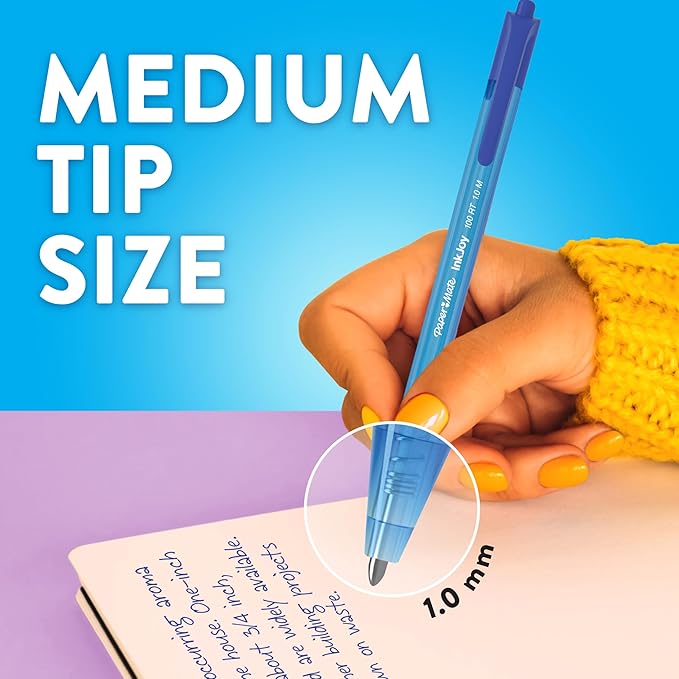 Paper Mate InkJoy 100RT Ballpoint Pens, Medium Point (1.0mm), Black and Blue Ink, 72 Count