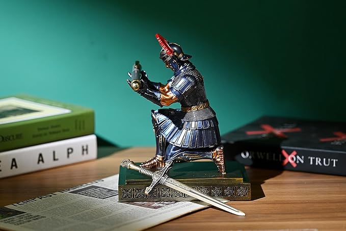 Roman Legion Soldier Knight Pen Holder Pen Stand Desk Organizers and Accessories for Office and Home(Blue)