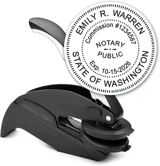MaxMark Notary Seal Round Embosser for Washington State - Includes Gold Burst Seal Labels (50 Count)