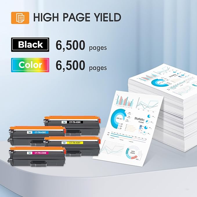 TN436 TN-436 Toner Cartridge Compatible for Brother TN436 TN 436 TN-436 TN436bk Toner Cartridge Brother MFC-L8900CDW HL-L8360CDW HL-L8360CDWT HL-L9310CDW MFC-L9570CDW Printer (BCYM, 4 Pack)