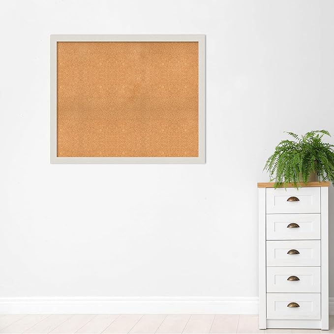 Amanti Art Natural Cork Board for Wall, 39x47 Vision Board with White Frame, Oversize Corkboard Office Decor for Home Organization, Country Rustic Corkboard Pinboard to Display Items for Home