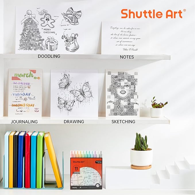 Shuttle Art Retractable Pastel Gel Ink Pens, 11 Pack Black Ink Pens, Cute Pens 0.5mm Fine Point for Writing Journaling Taking Notes School Office Home