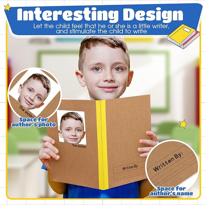 Henoyso 60 Pcs Primary Composition Notebook 9 3/4 x 7 1/2 Inch Kids Journal, Back to School Supplies, K-2 Primary Writing Notebook for Kids Student Draw and Write Story Journal (Stylish Color)