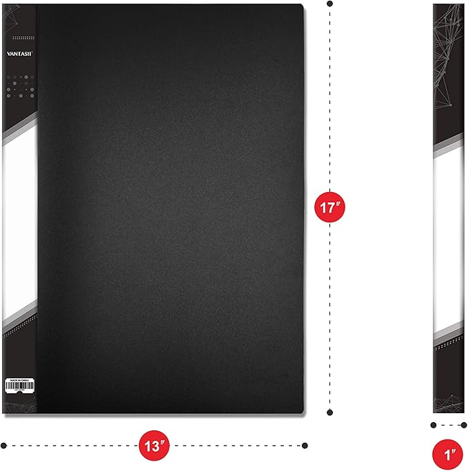 Presentation Book 40 Clear Pockets Sleeves Protectors Art Portfolio Clear Book for Artwork, Report Sheet, Letter (16.5x12.1inch)