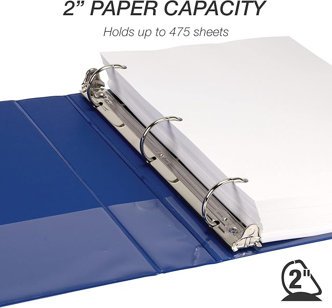 Samsill Durable 2 inch 3 Ring Binder, Made in USA, D Ring Binder, FSC 100% Recycled Chipboard, Blue, 4 Pack