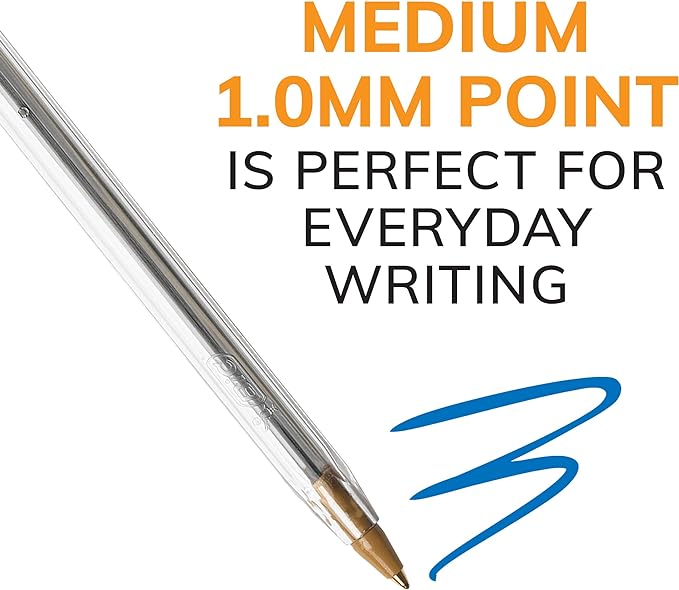 BIC Cristal Xtra Smooth Blue Ballpoint Pens, Medium Point (1.0mm), 12-Count Pack, Extra Smooth and Reliable Ballpoint Pens