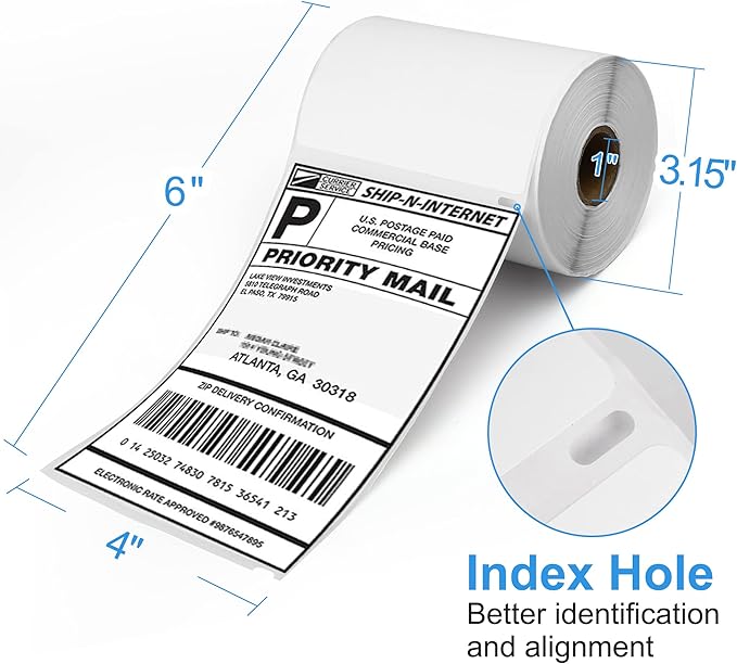 LotFancy 4x6 Thermal Labels, 440 Shipping Labels (2 Rolls) Compatible with DYMO LabelWriter 4XL 1744907, Perforated Postage Label for Rollo, Zebra Desktop Printers, Commercial Grade