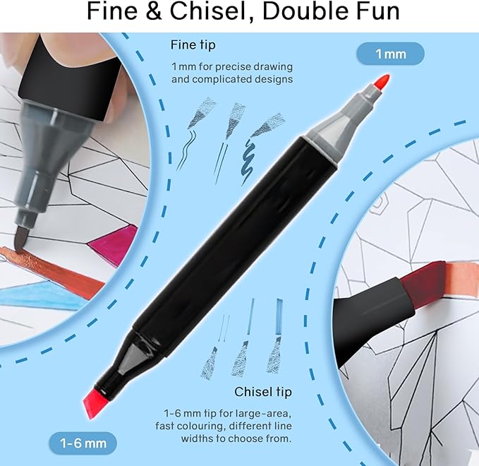 168 Colors Alcohol Markers, Art Markers for Artists with Coloring App, Dual Tip Marker for Adult Painting Sketching Drawing with Travel Case Great Gift Idea