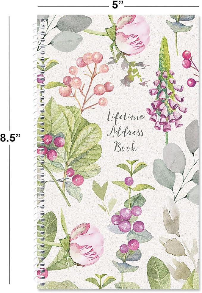 Pale Peony Address Book - 94 Pages; 5" x 8-1/2", Spiral Bound Address Book