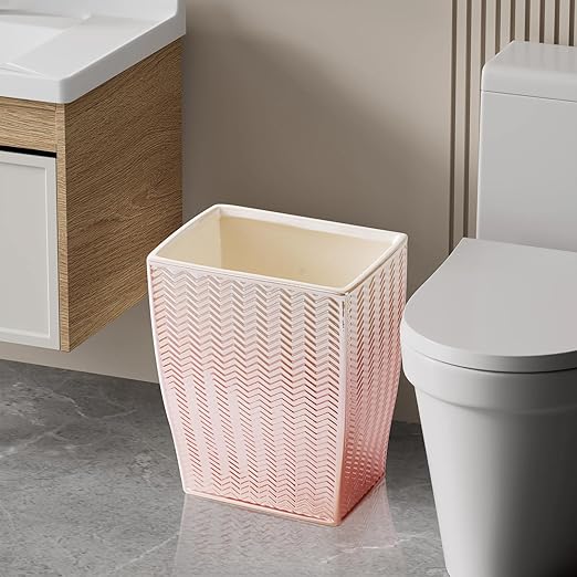 Bathroom Trash Can, Stylish Garbage Container Bin for Living Room,1.32 Gallon/5 Liters Pink Small Trash Can, Waste Basket for Bathroom, Kitchen, Office, Bedroom Room Decor