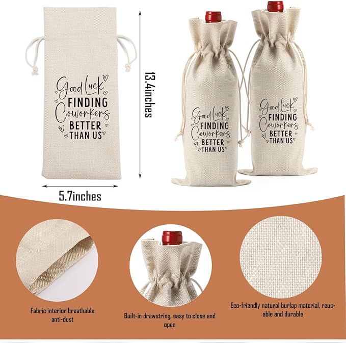 Funny Retirement Gifts for Woman Men Retirement Wine Gifts Bag Happy Retirement Party Decorations Retired Gifts Leaving Gifts for Coworkers Boss Good Luck Finding Coworkers Better Than Us