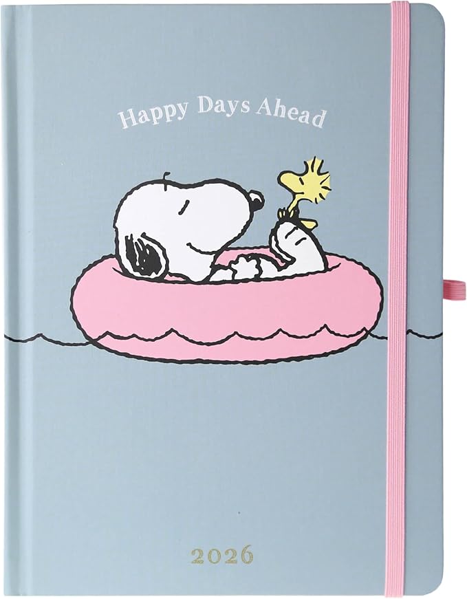 July 2025 – Dec. 2026 Planner by Graphique, Weekly and Monthly Planner, 18 Months Calendar, Hardcover, Peanuts Pink Floatie, 6” x 8”