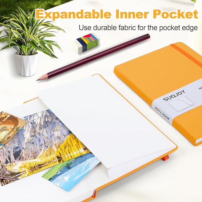 Lined Journal Notebooks for Writing, 100 GSM Thick Paper, 1 Pack Hardcover Notebooks, A5 College Ruled Notebook, Journaling Notebook for School/Travel/Office (Orange- 1 Pack)