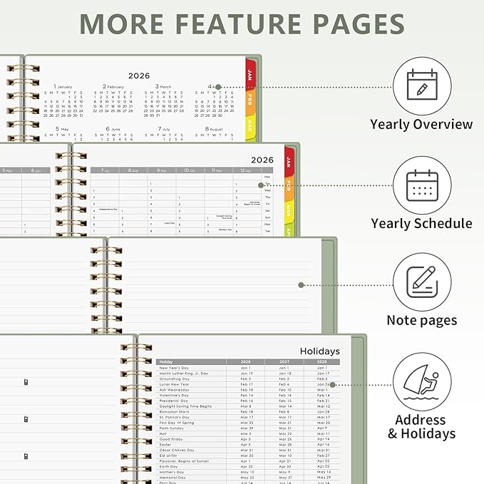 EMSHOI 2026 Appointment Book, A4 15-Minute Hourly Planner, JAN 2026 - DEC 2026, Daily Weekly Monthly, 100GSM Thick Paper, PVC Cover, Colorful Tabs - for Work, School, Salon Scheduling