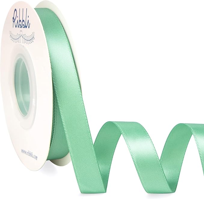 Ribbli Sage Green Satin Ribbon,Double Faced Satin 1/2 inch x Continuous 25 Yards,Use for Bows Bouquet,Gift Wrapping,Wedding Decoration,Floral Arrangement