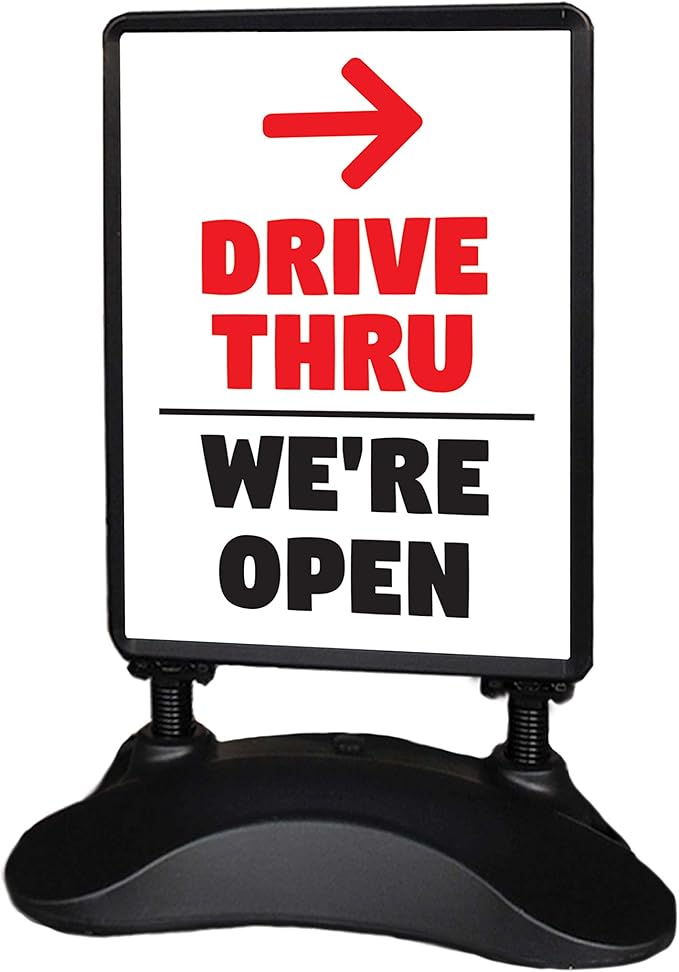 Outdoor Message Board Sidewalk Sign Open Drive Thru Take Out Sign Double Sided Restaurant Business Swinging Sign (Drive Thru)