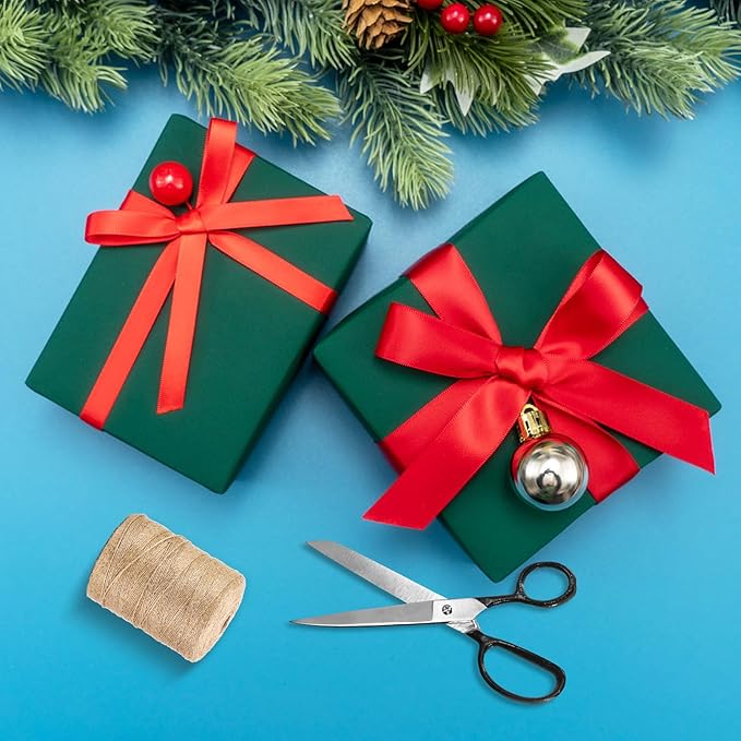 Vanhench Green Wrapping Paper Roll 17.5"×963" (80 1/4FT), Solid Color Art Green Kraft Craft Paper Roll, Christmas Wrapping Paper, Birthday Bouquet Flower Crafts, Dark Green Bulletin Board Paper