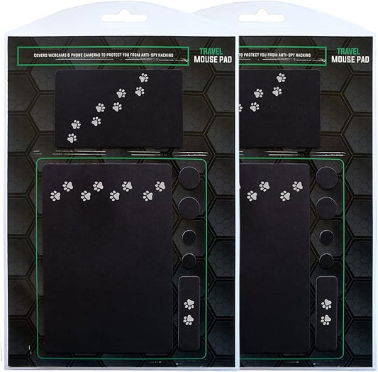 Mouse Pad Adhesive Bottom - Sticks to Any Surface - Portable - Webcam Covers Included (2 Pack - Dog PAW)