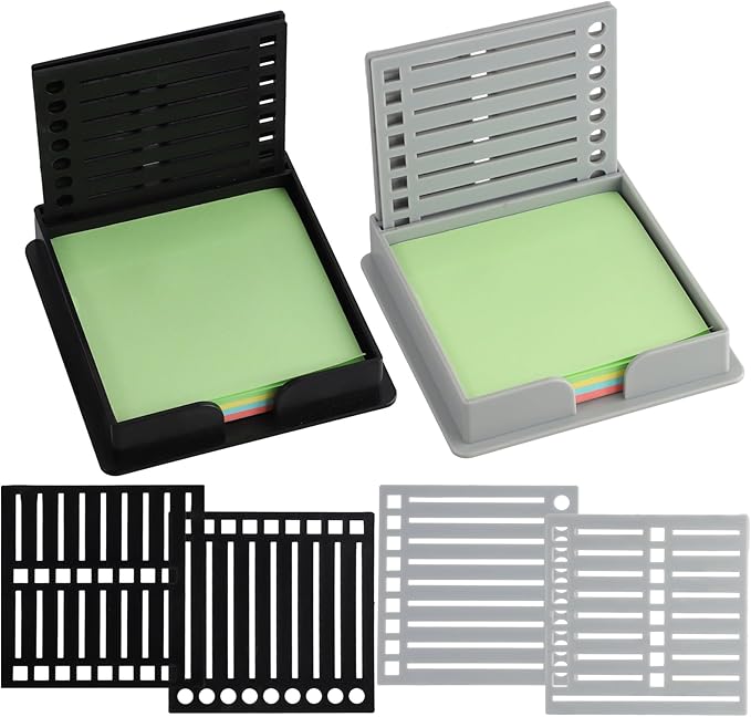 2 Sets of Sticky Note Stencil, Sticky Note to Do List Stencil, Reusable, Small and Practical, Suitable for to-Do List, Suitable for Home School Office (Black + Gray)