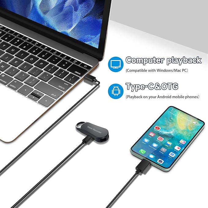 Professional Portable V56 Voice Recorder 128GB, Howabo New Upgraded Noise Reduction HiFi Pure Sound Quality, 1536Kbps Audio Activated Voice Recorder for Your Lectures Meetings Classes