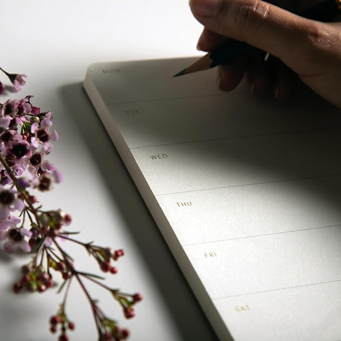 Elegant Weekly Planner Notepad, Undated, 11.22" x 7.87", 52 Sheets (Whole Year), Gold Foil, Tear Off Sheets, Minimalist Work Planner Pad, Weekly To Do List Notepad, Eco-friendly, FSC™ Certified Weekly Desk Planner