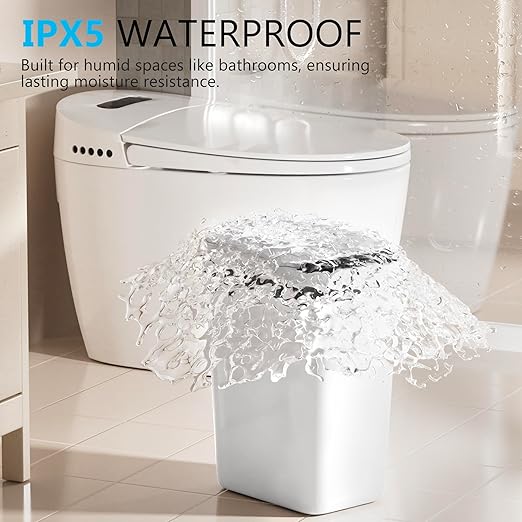 3Pack Bathroom Small Trash Can with Lid, 2.6 Gallon Touchless Automatic Garbage Can Slim Waterproof Motion Sensor Smart Trash Bin for Bedroom, Office, Living Room-White
