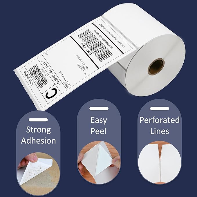 L LIKED 4" x 6" Direct Blank Thermal Shipping Labels with 450 per Roll - Compatible with Zebra 2844 ZP-450 ZP-500 ZP-505 (1 Rolls - 450 Labels)
