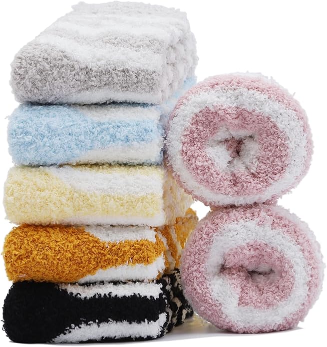 Womens Fuzzy Socks Microfiber Soft Cozy Warm Slipper Sleeping Winter Sock Fluffy Cabin Plush Stocking Stuffers