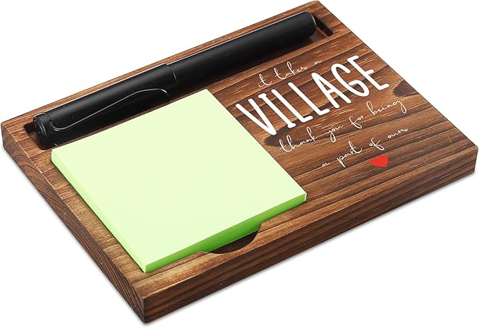 Thank You for Being A Part of Ours Sticky Note Holder Wooden Notepad & Pen Holder 6.5" x 4.7" Sticky Note Pad Holder Dispenser for Desk Affirmations Work Appreciation Gifts, NPA248