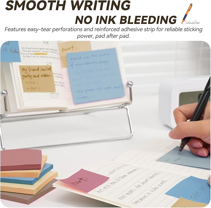 Sticky Notes 3x3in + 2x1.5in Small Sticky Note, 12 Pack 6 Colors Self-Sticky Note Pads | Sticks Strong & Removes Clean | Recycled Paper Cute Sticky Notes to School Supplies, Office Products