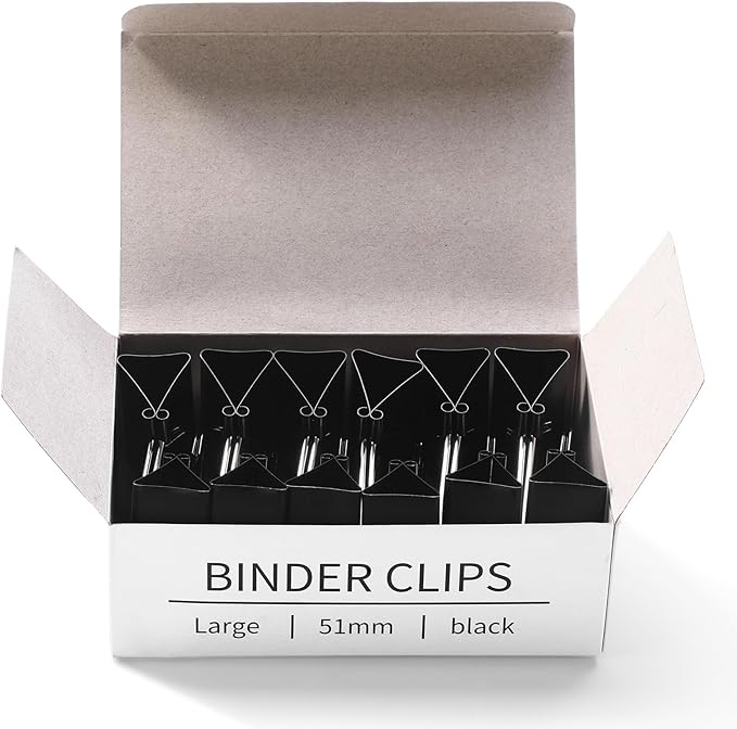 Eclirgan 1.9-Inch Large Binder Clip with Heavy-Duty/Folding/Rust-Resistant,48-Pack Thick Metal Office Clip in 4 Boxes,Black Paper Clamps for School/Outdoor Use/Office/Home
