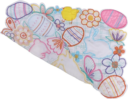 Easter Rabbit Table Mat Handmade Embroidered Easter Egg Placemats Seasonal Kitchen Decor Party Dining Table Decoration