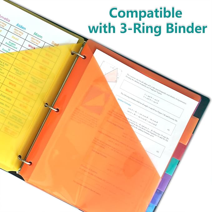 16 Count Pocket Index Dividers Akuoly Binder Dividers for 3 Ring Binders with Pockets on Both Sides, Bright Vibrant Colors for School Office Organization, 8 Tabs to Sort per Set, Plastic