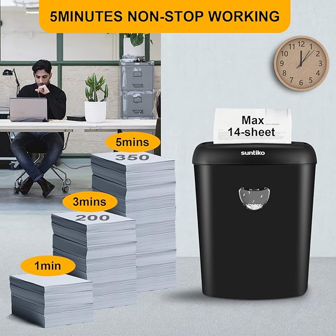 Paper Shredder, 14 Sheet Cross Cut, 6.6 Gallon Basket, P-4 Security Level, 3 Mode Design - Jam Proof Heavy Duty Shredder for Home and Office