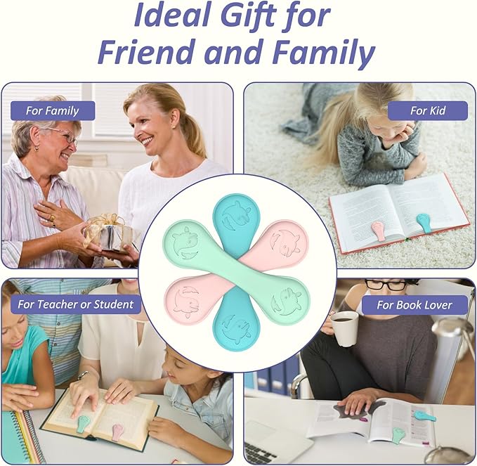 Magnetic Silicone Bookmarks for Reading Book, 3 PCS Extra Strong Magnetic Book Mark Clip Cute Dolphin Book Page Holders Accessories Gift for Women, Men, Book Lovers, Teachers, Readers, Kids