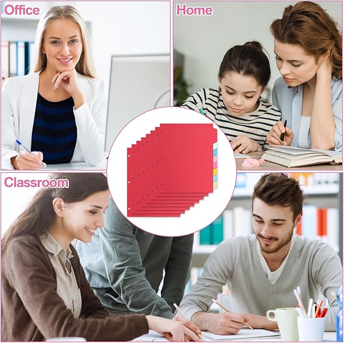 Fulmoon 320 Pieces 3 Ring Binder Dividers with Tabs 40 Sets 8 Tab Dividers for 3 Ring Binders Letter Size 3 Hole(Stylish Color)