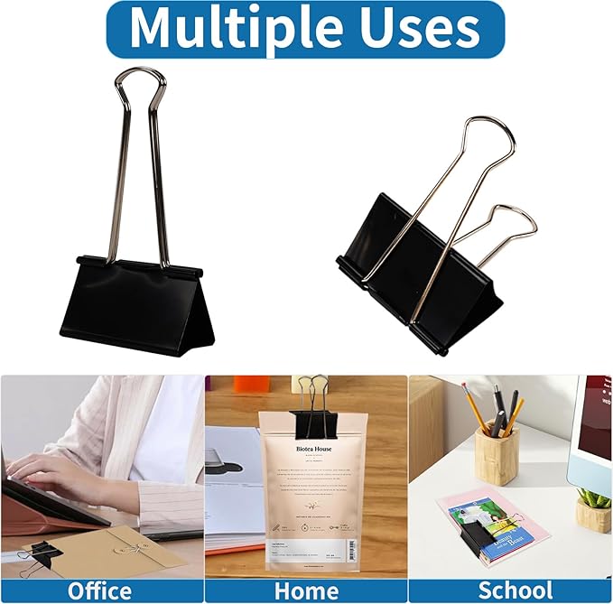 Jumbo Binder Clips 3 Inch - Extra Large Binder Clips 10 Pack, Heavy Duty Office Binder Clips for Paper, Documents, School & Office Supplies (10, 3 inch)