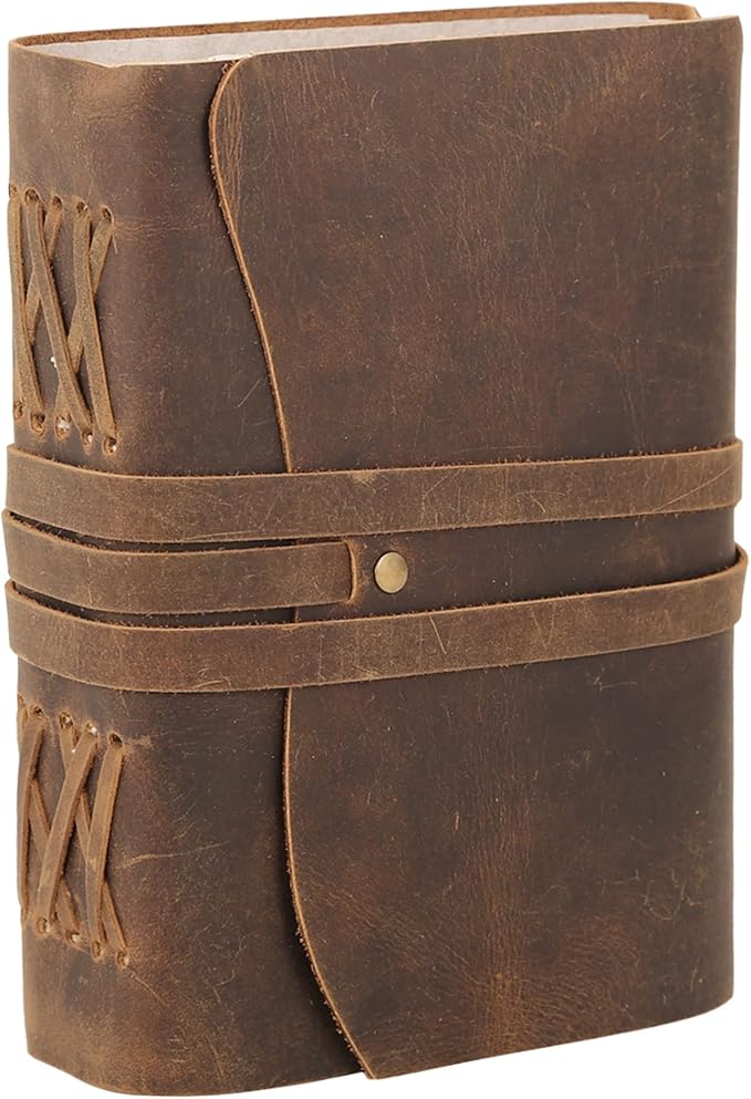 Handmade Leather Journal | Writing Notebook Diary | Bound Daily Notepad For Men & Women Unlined Paper Medium, writing pad for artist, sketch