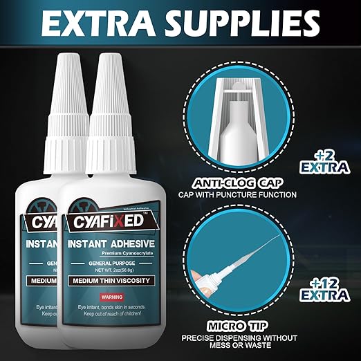 Super Glue Liquid 113.6 Gram, Fast Medium Thin Viscosity Instant Clear Cyanoacrylate Adhesive, Food Safe CA Glue for Shoe Repair Leather Ceramic Plastic Glass Metal Wood Aquarium Rubber Pottery Craft