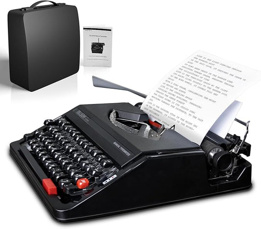 Manual Typewriter Machine – Vintage Portable Typewriter for Typing Letters – Classic Black Type Writer for Kids, Authors, and Retro Enthusiasts – Gift for Writers and Collectors