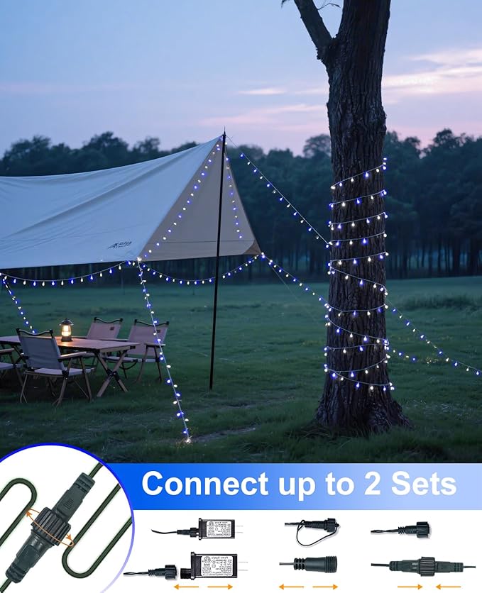 157FT 480 LED Christmas Lights Outdoor, Christmas Tree Lights Waterproof, 8 Modes Plug in Fairy String Light for Indoor Bedroom Garden Patio Xmas Party Decorations, Blue White